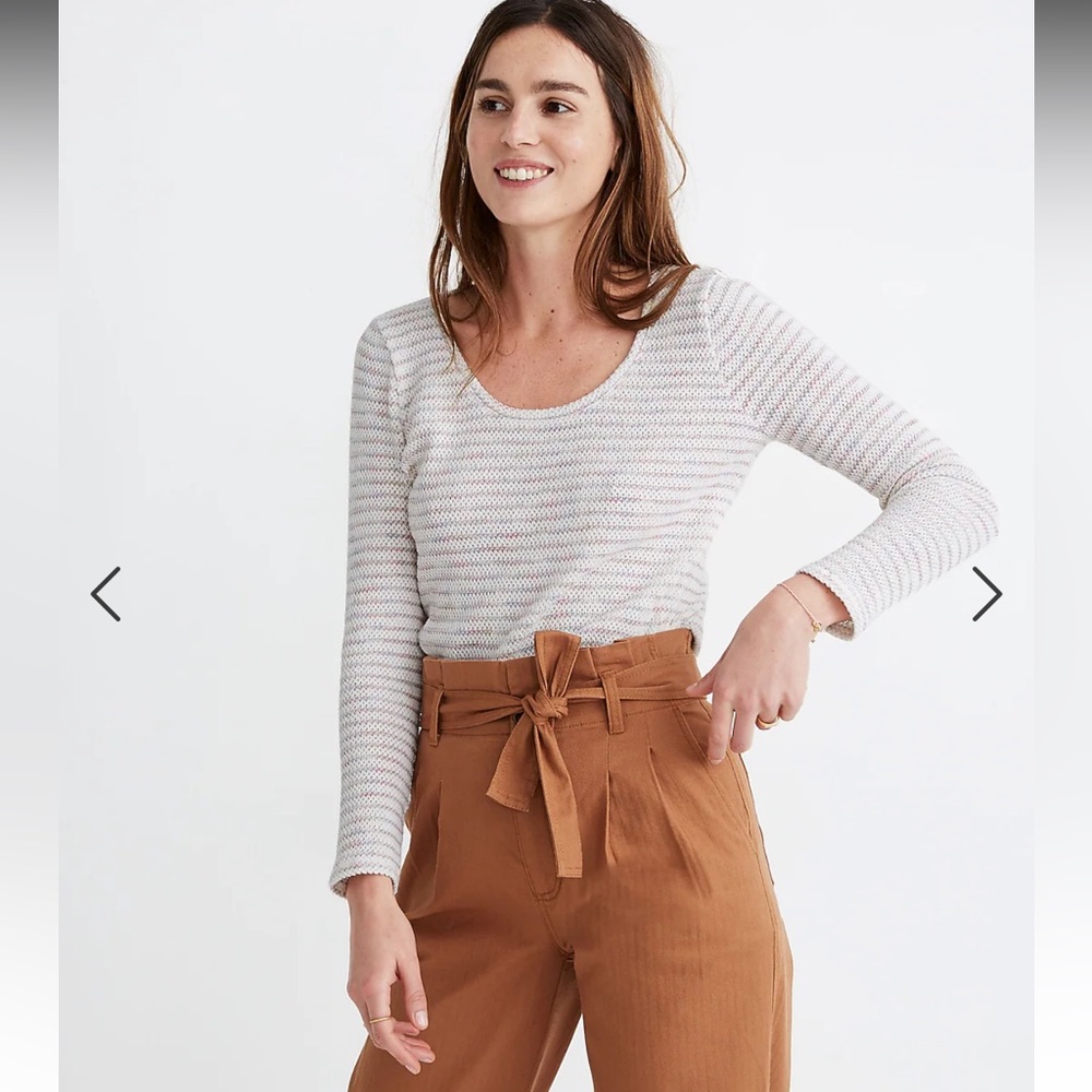 Madewell Scoop Neck Top in Antique Cream Space Dye - SMALL
